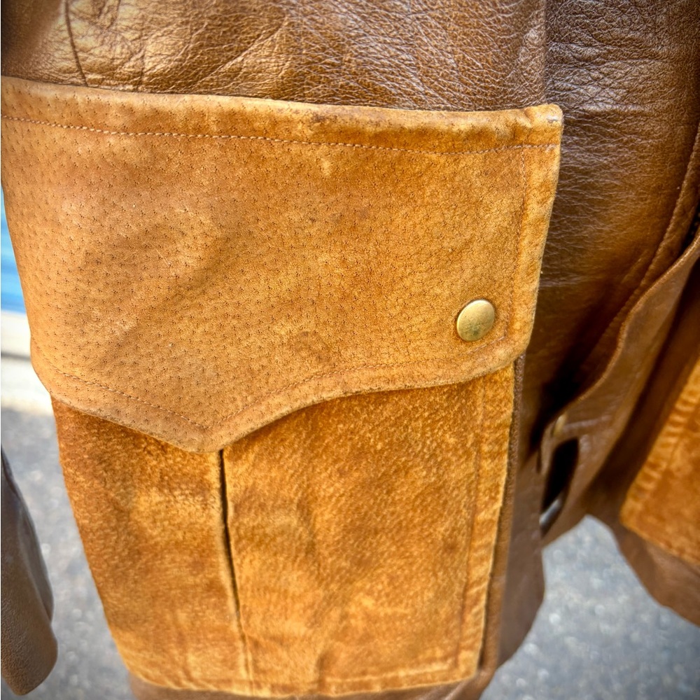Fred Segal Vintage Men’s Brown Leather Jacket 42 - Picture 7 of 8